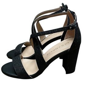Rampage Nell Black Sparkly Cross Strap Heel Size 6